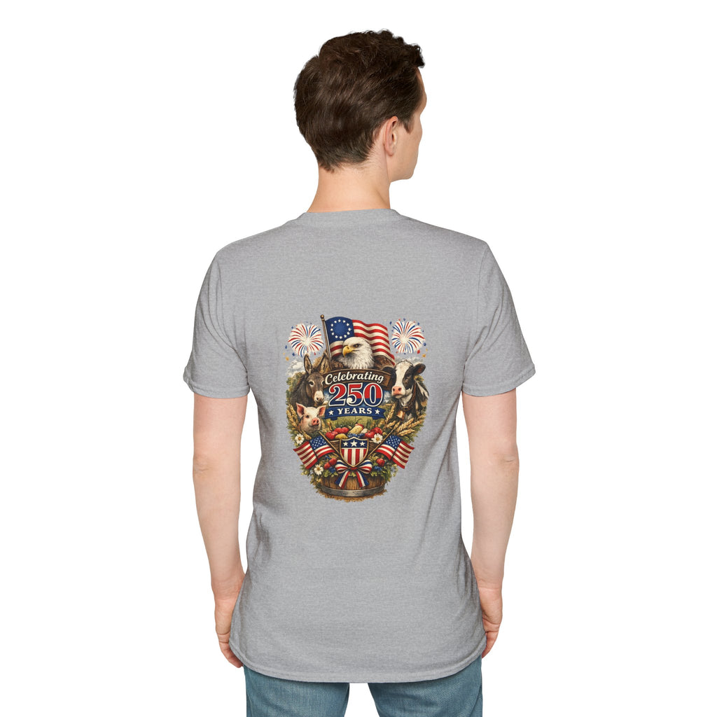 Patriotic Star Tee — Small Distressed Navy Star with Red Stripes