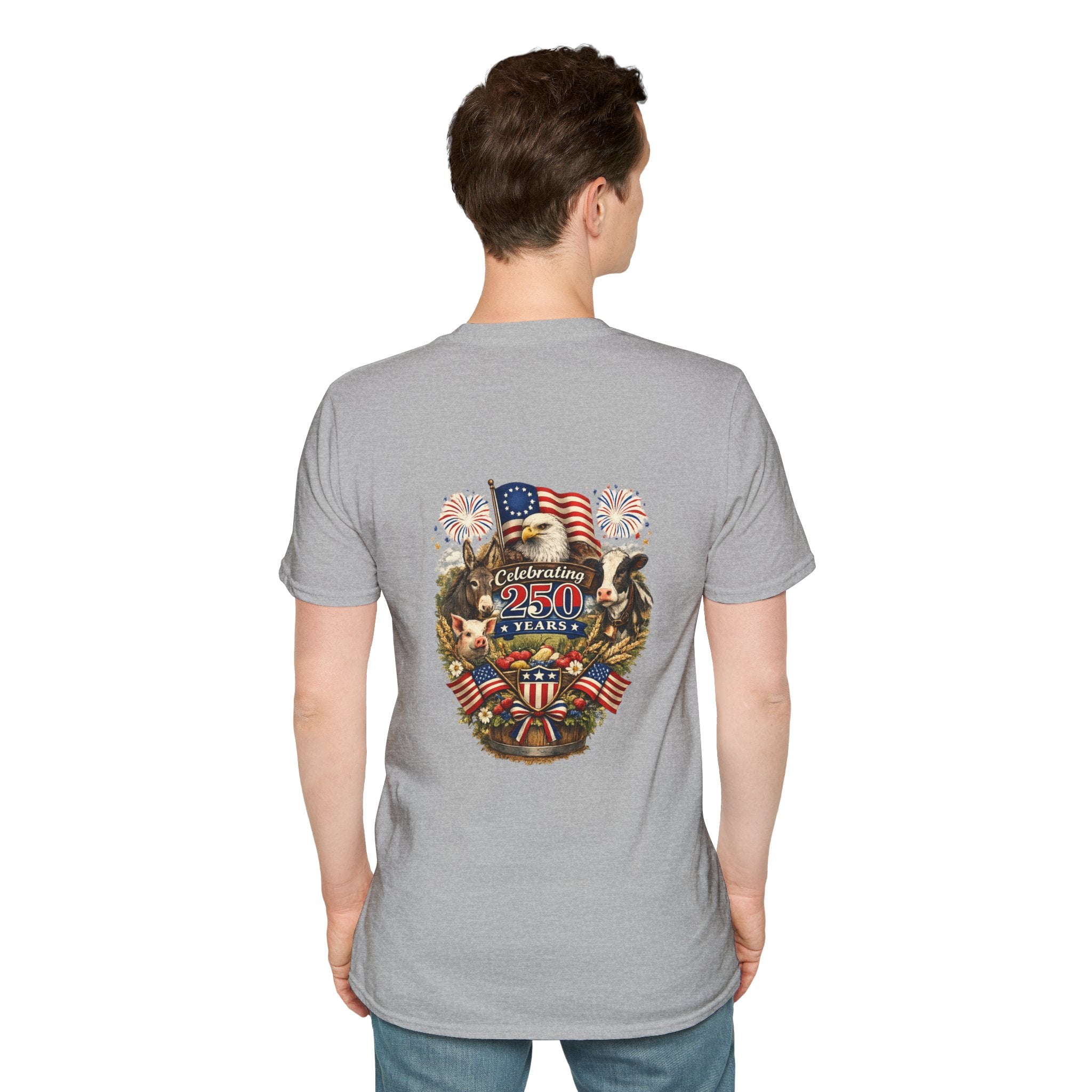 Patriotic Star Tee — Small Distressed Navy Star with Red Stripes