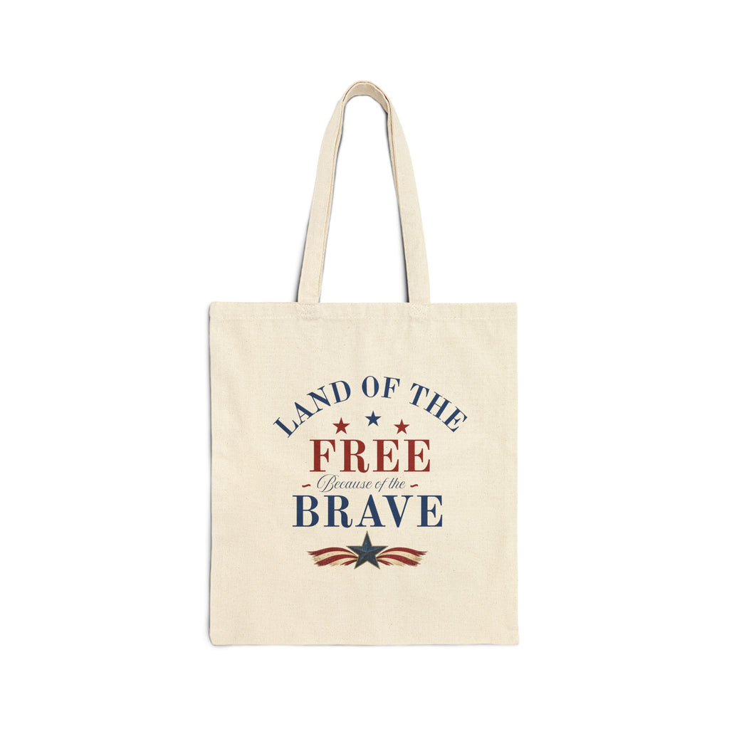 Patriotic Canvas Tote Bag – “Red, White and Country” / “Land of the Free” USA Market Tote