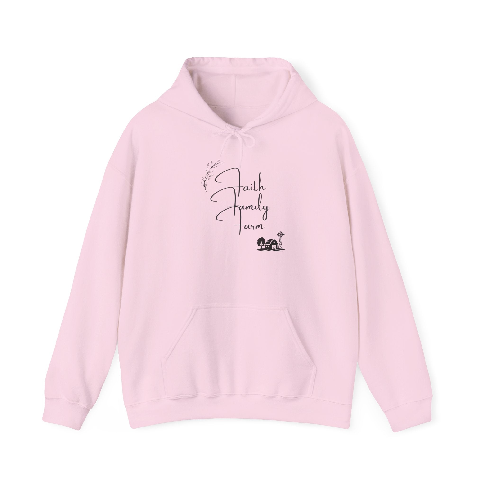 Faith Family Farm Hoodie — Minimal Script Farmhouse Pullover