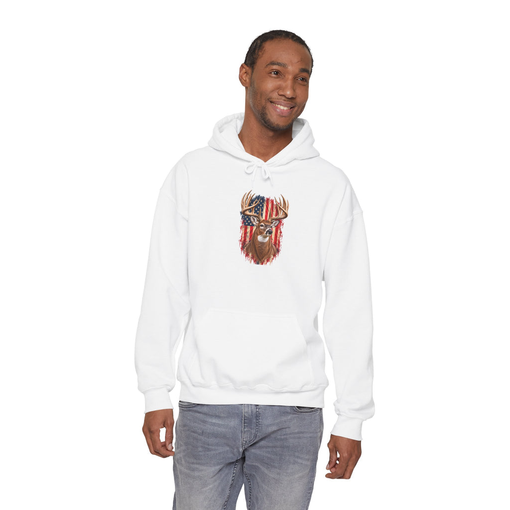 American Flag Deer Head Hoodie | Patriotic Buck Graphic Sweatshirt