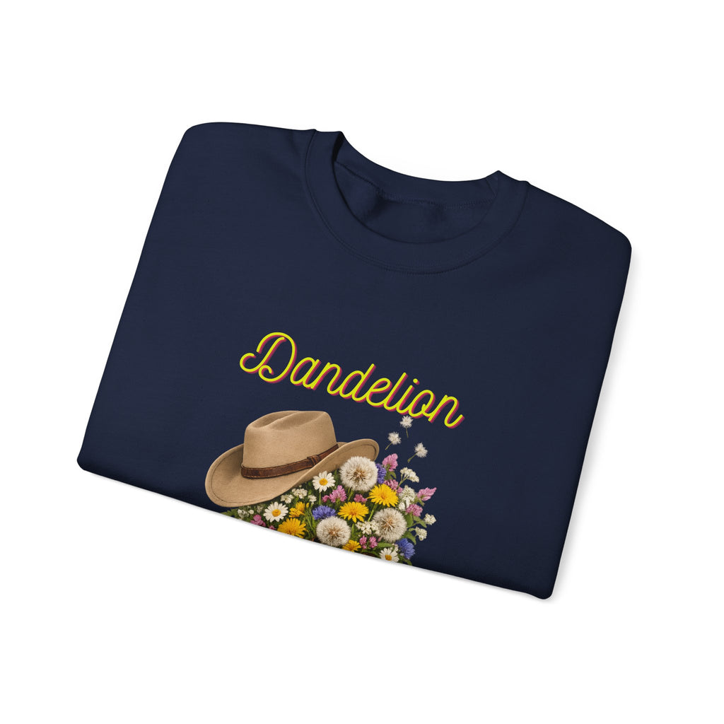 Dandelion Cowboy Boots & Hat Sweatshirt — Floral Western Crewneck