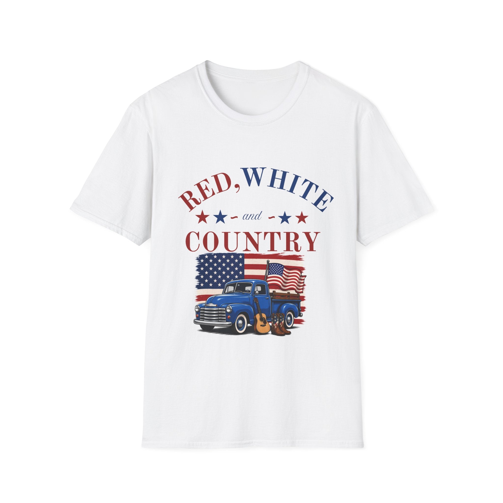 Red, White and Country T-Shirt — Patriotic Vintage Truck Americana Tee