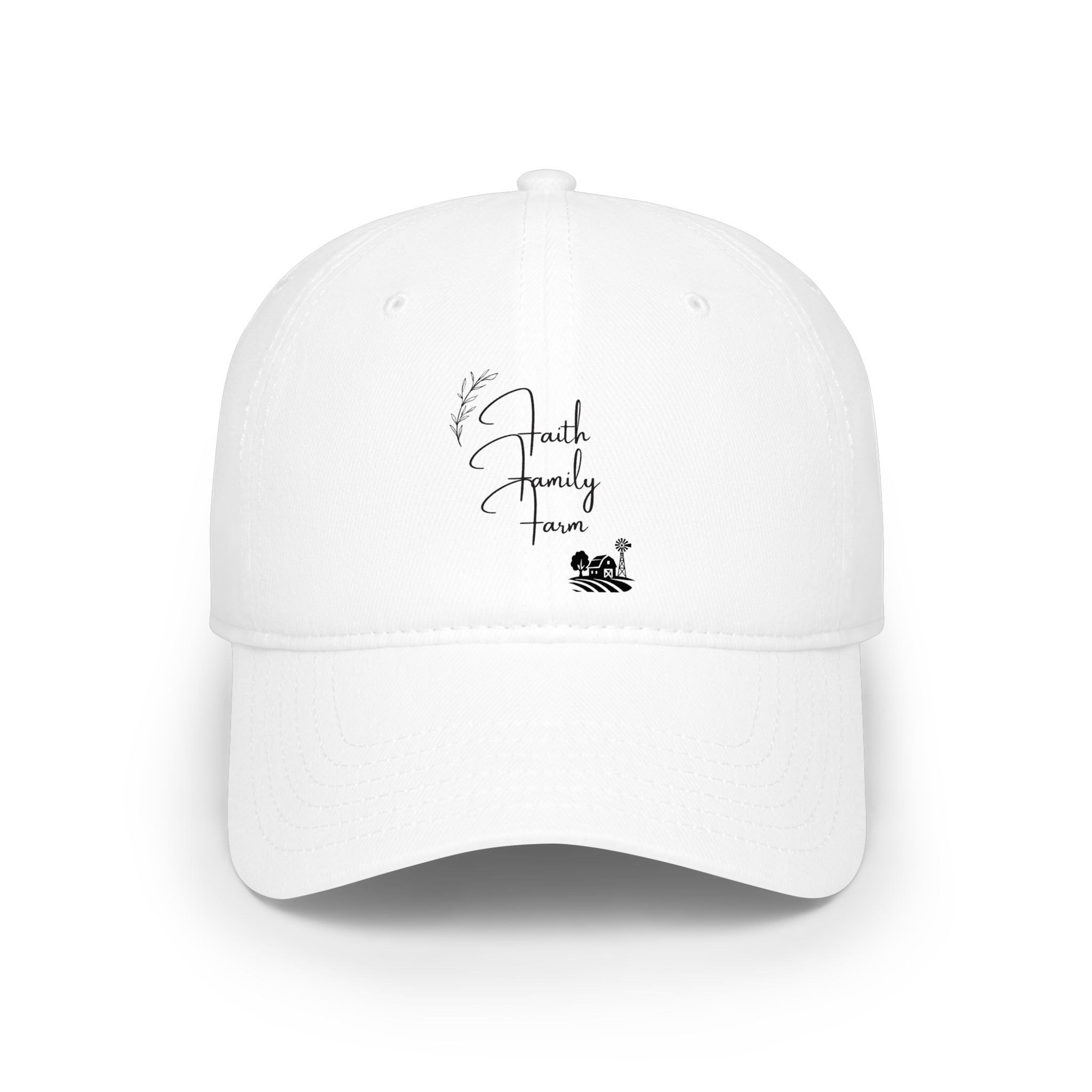 Low Profile Baseball Cap - 'Family Time' Script Hat with Coffee Icon