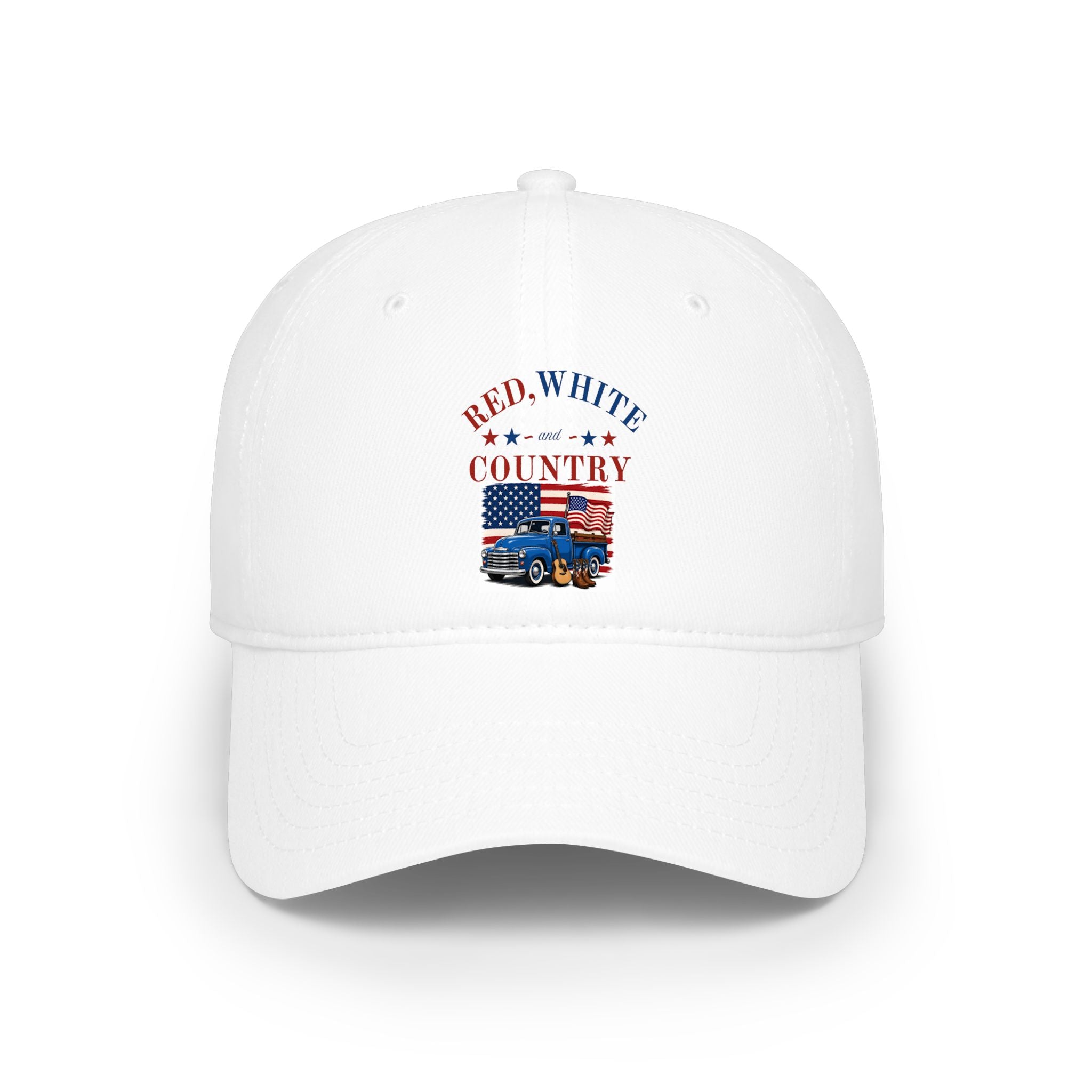 Patriotic 'Red, White & Country' Low Profile Baseball Cap — American Flag Truck Dad Hat