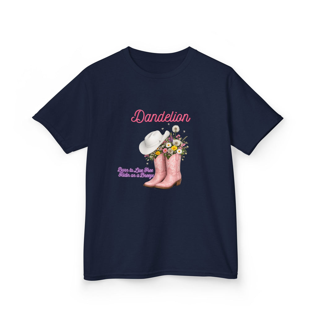 Kids T-Shirt — Dandelion Pink Rain Boots Floral Graphic Tee