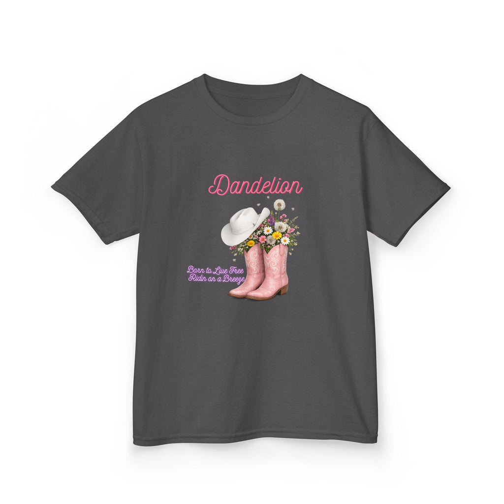 Kids T-Shirt — Dandelion Pink Rain Boots Floral Graphic Tee