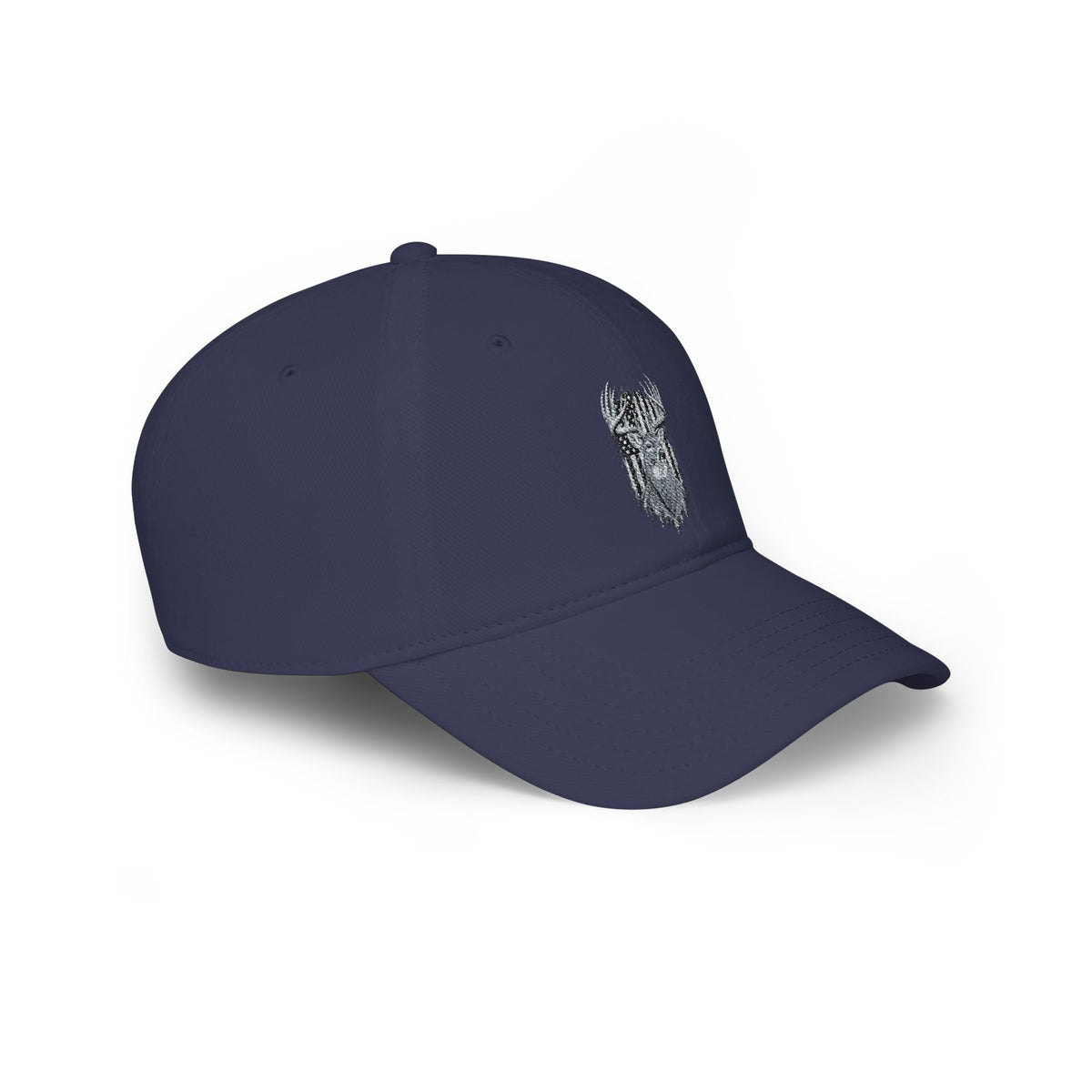 Low Profile Baseball Cap with Silver Viking Helmet Embroidery