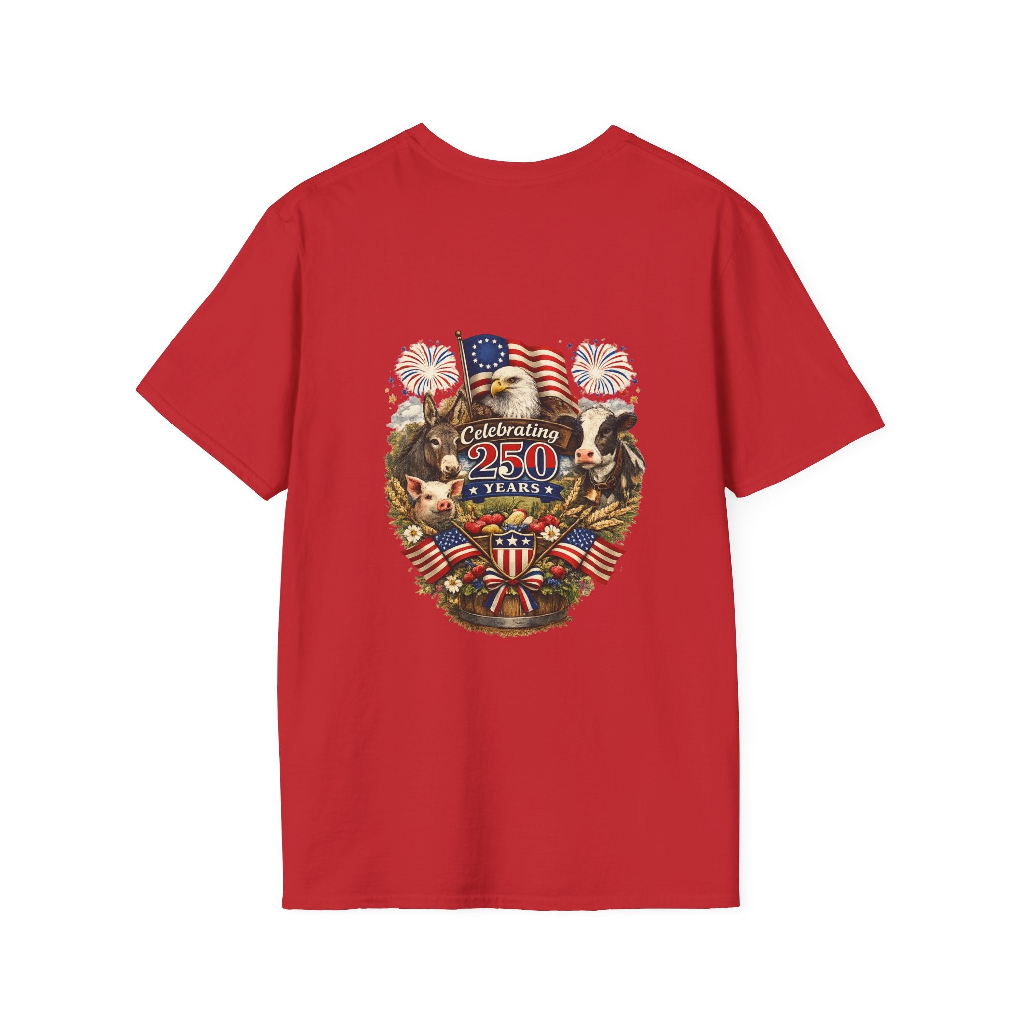 Patriotic Star Tee — Small Distressed Navy Star with Red Stripes