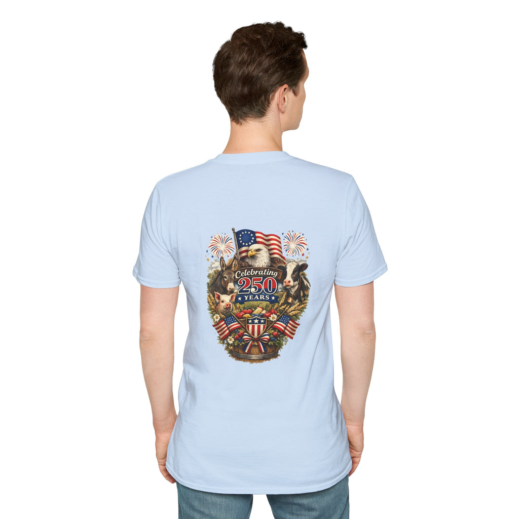Patriotic Star Tee — Small Distressed Navy Star with Red Stripes