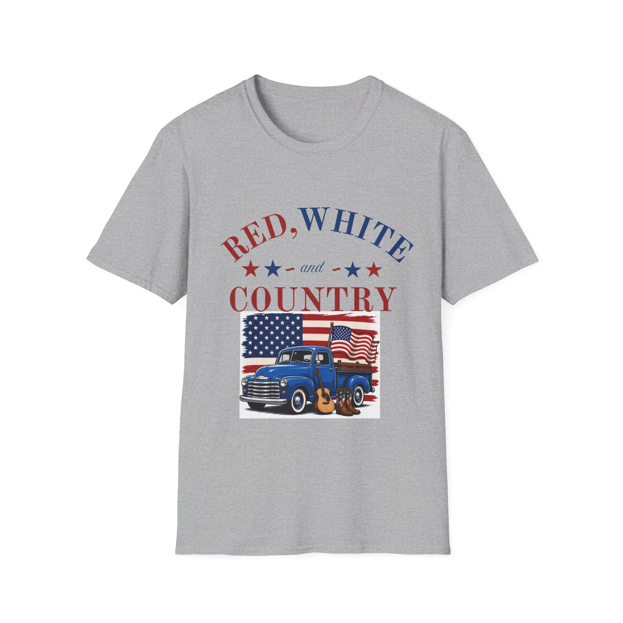 Red, White and Country T-Shirt — Patriotic Vintage Truck Americana Tee