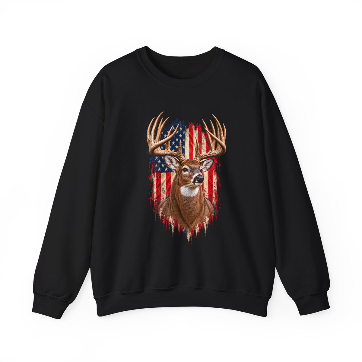 American Flag Buck Deer Sweatshirt | Patriotic Hunting Wildlife Crewneck