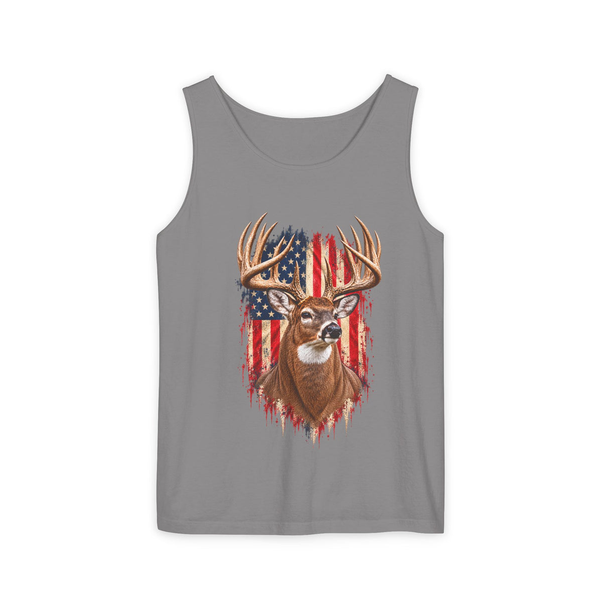 Buck American Flag Tank Top, Garment-Dyed Cotton, Relaxed Fit