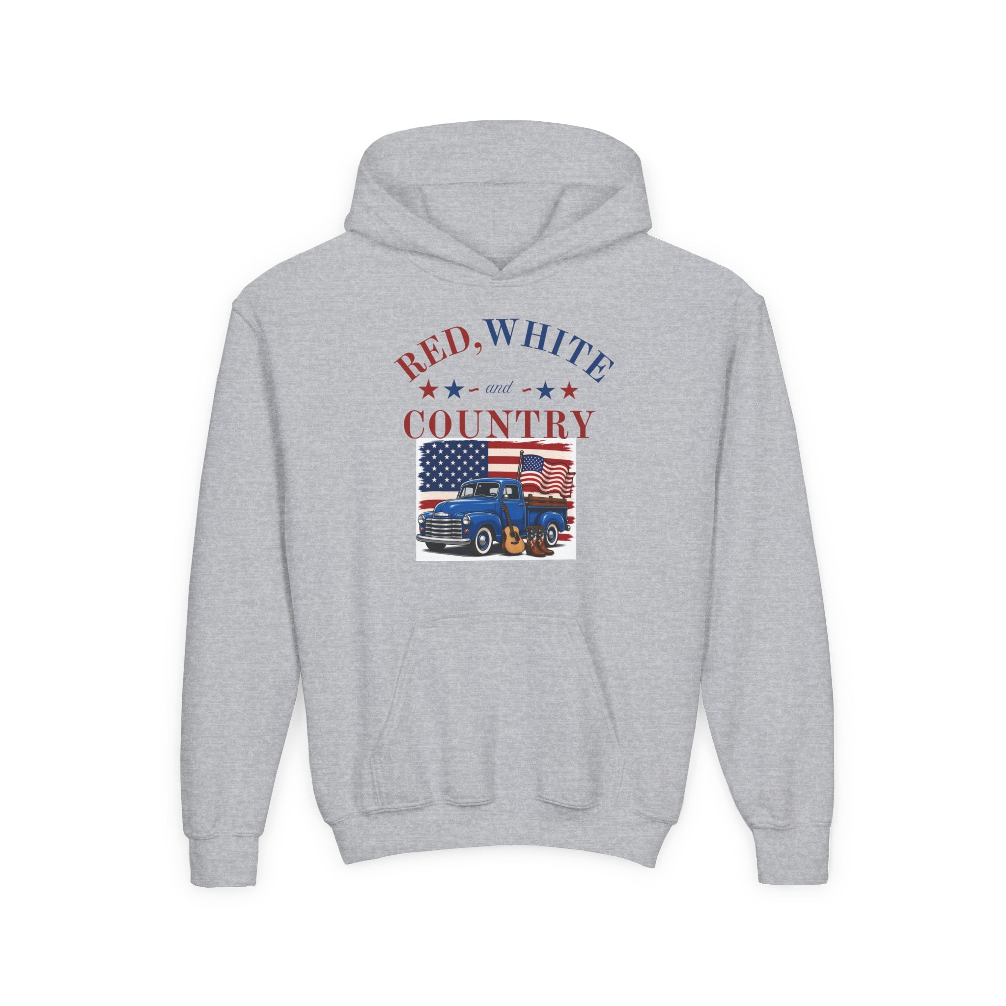 Youth Patriotic Hoodie – "Red, White & Country" | Land of the Free, Home of the Brave