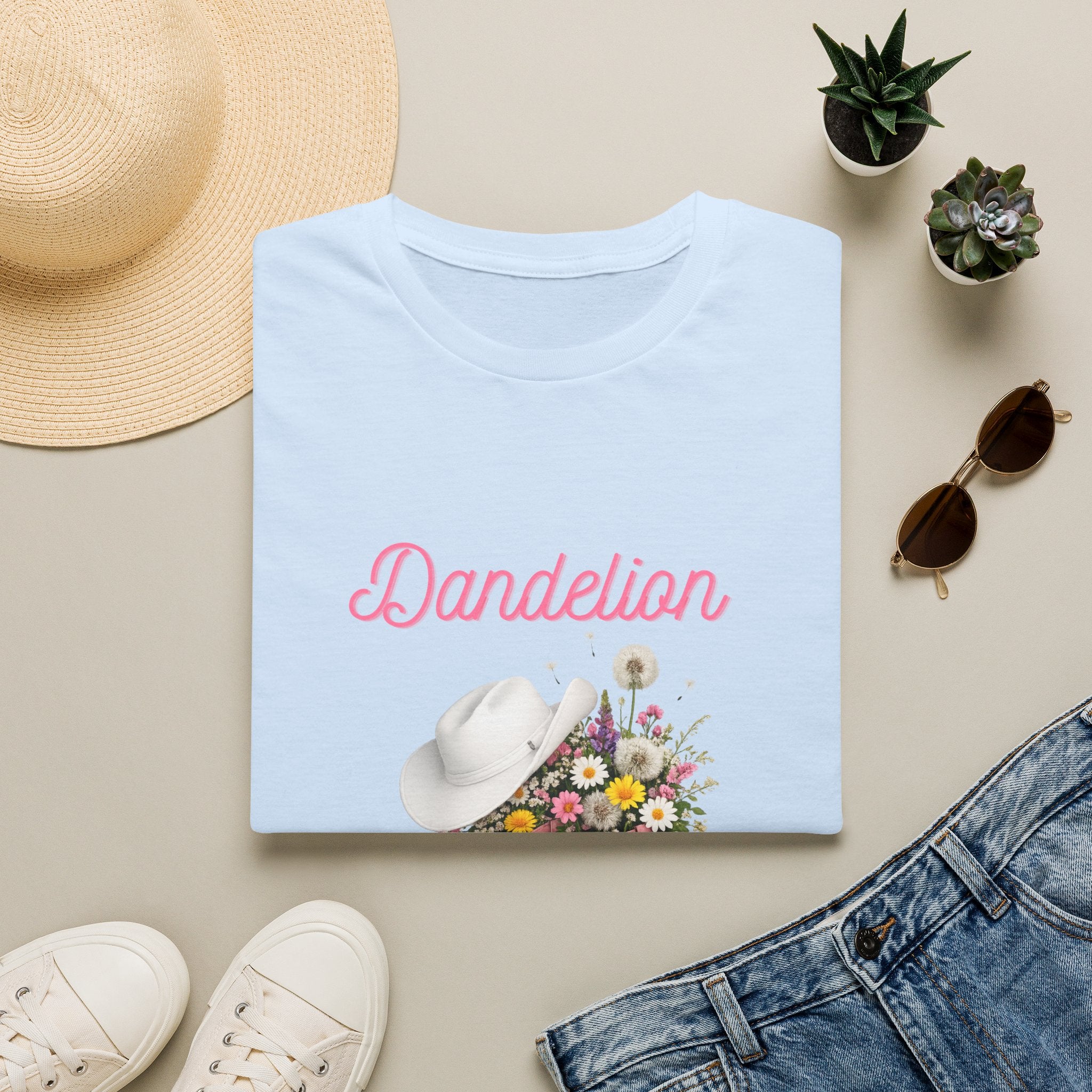 Dandelion Graphic T-Shirt — Floral Cowboy Boots & Hat Tee