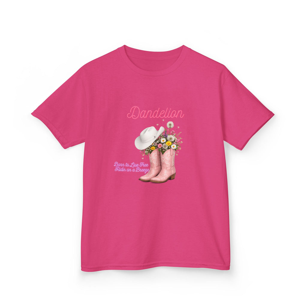 Kids T-Shirt — Dandelion Pink Rain Boots Floral Graphic Tee
