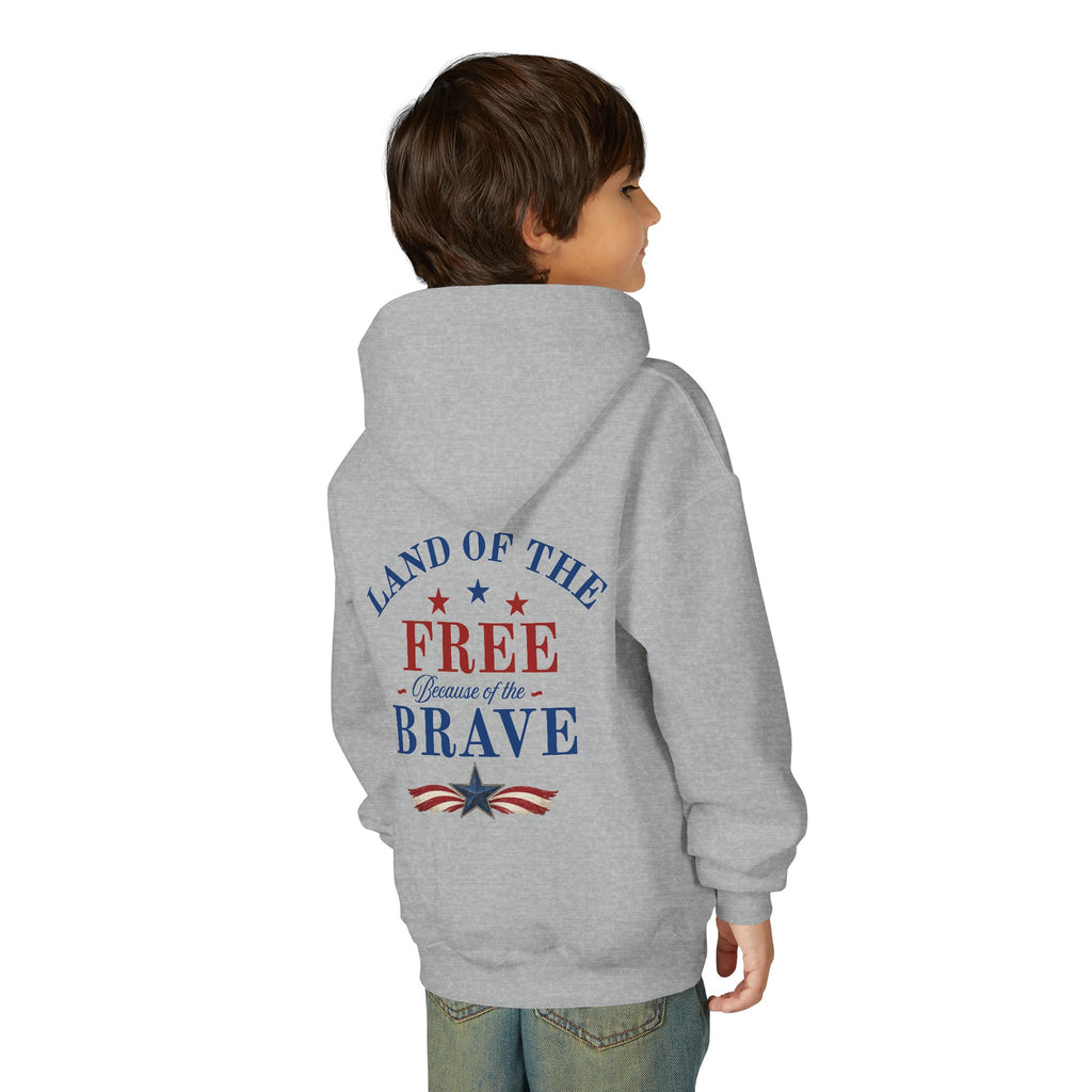 Youth Patriotic Hoodie – "Red, White & Country" | Land of the Free, Home of the Brave