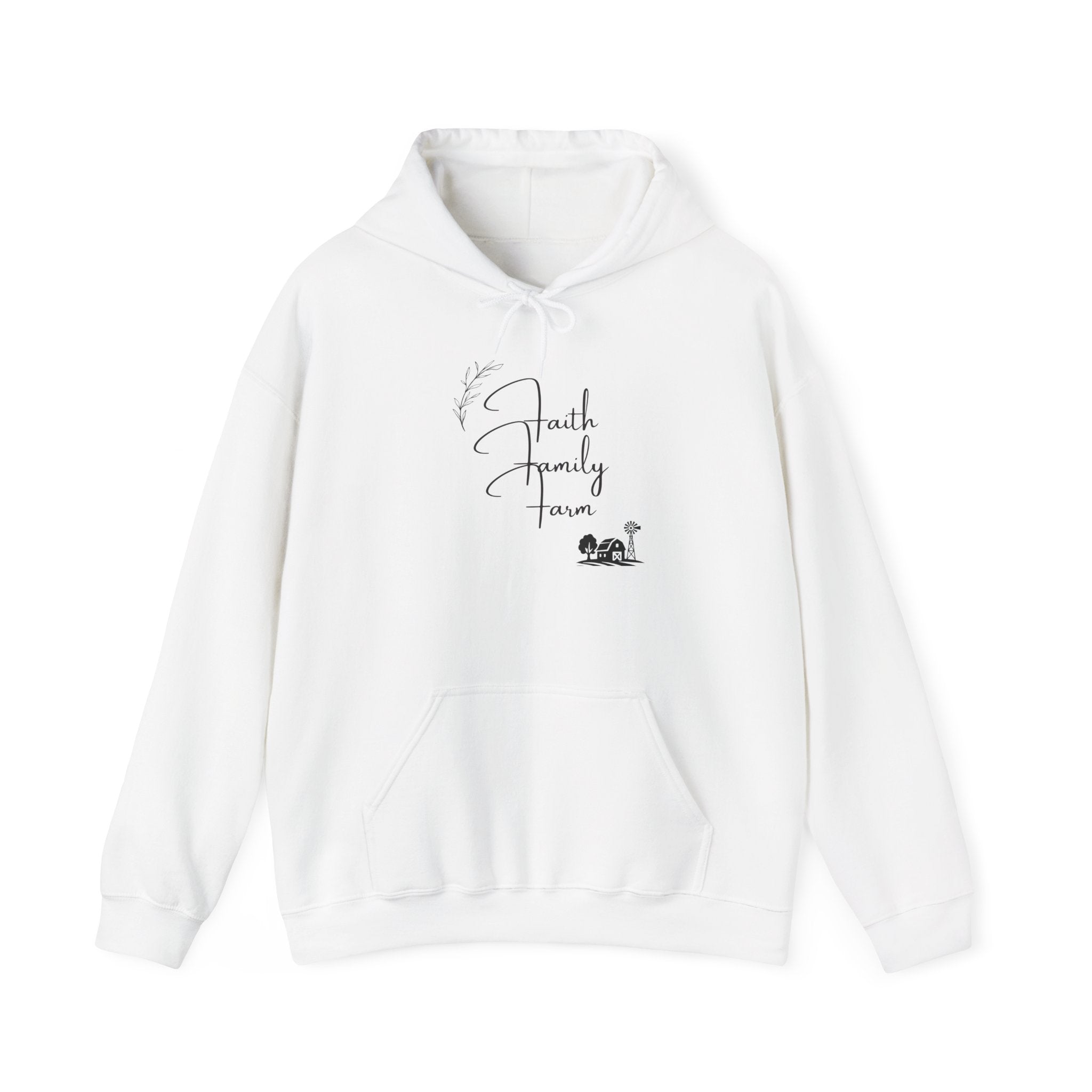 Faith Family Farm Hoodie — Minimal Script Farmhouse Pullover