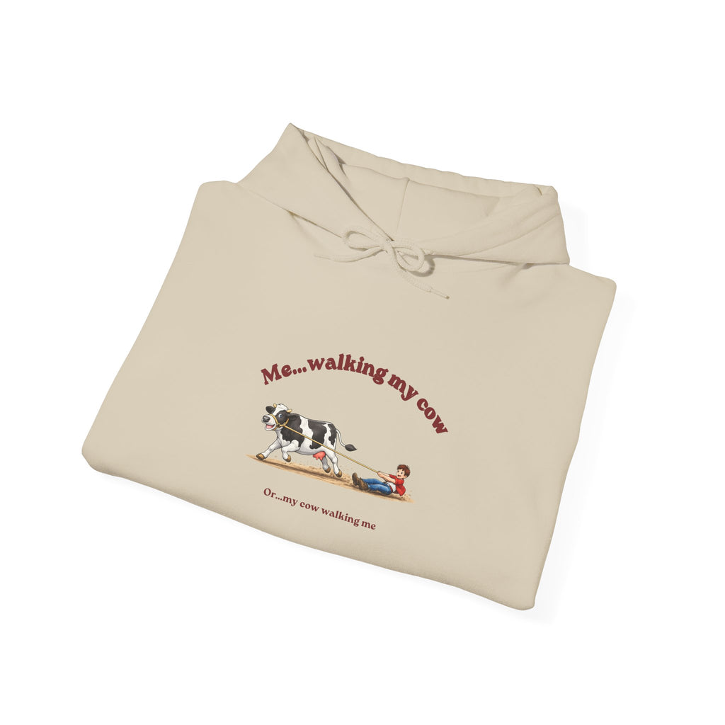 Walking My Cow Hoodie — Funny Farm Animal Hooded Sweatshirt-boy