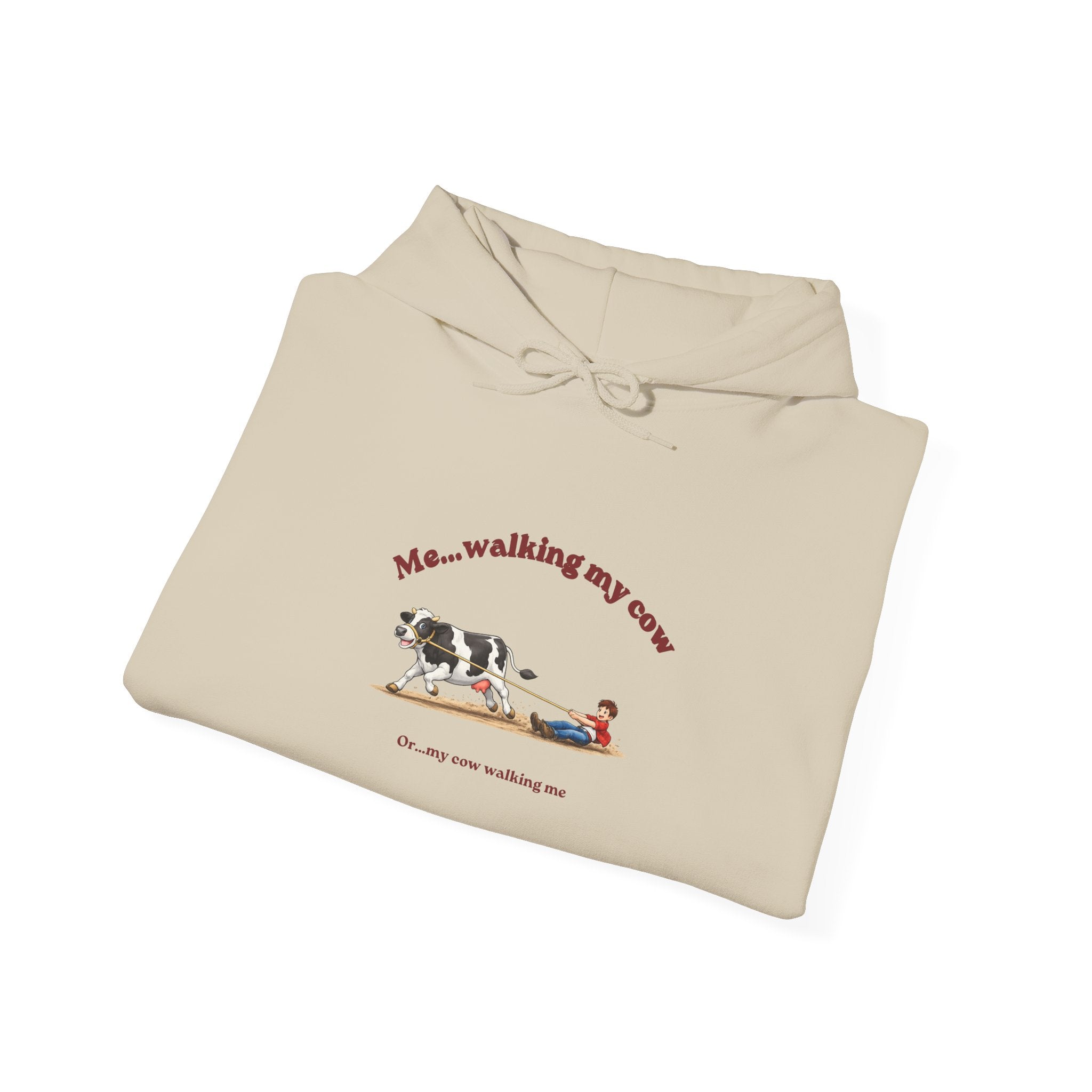 Walking My Cow Hoodie — Funny Farm Animal Hooded Sweatshirt-boy