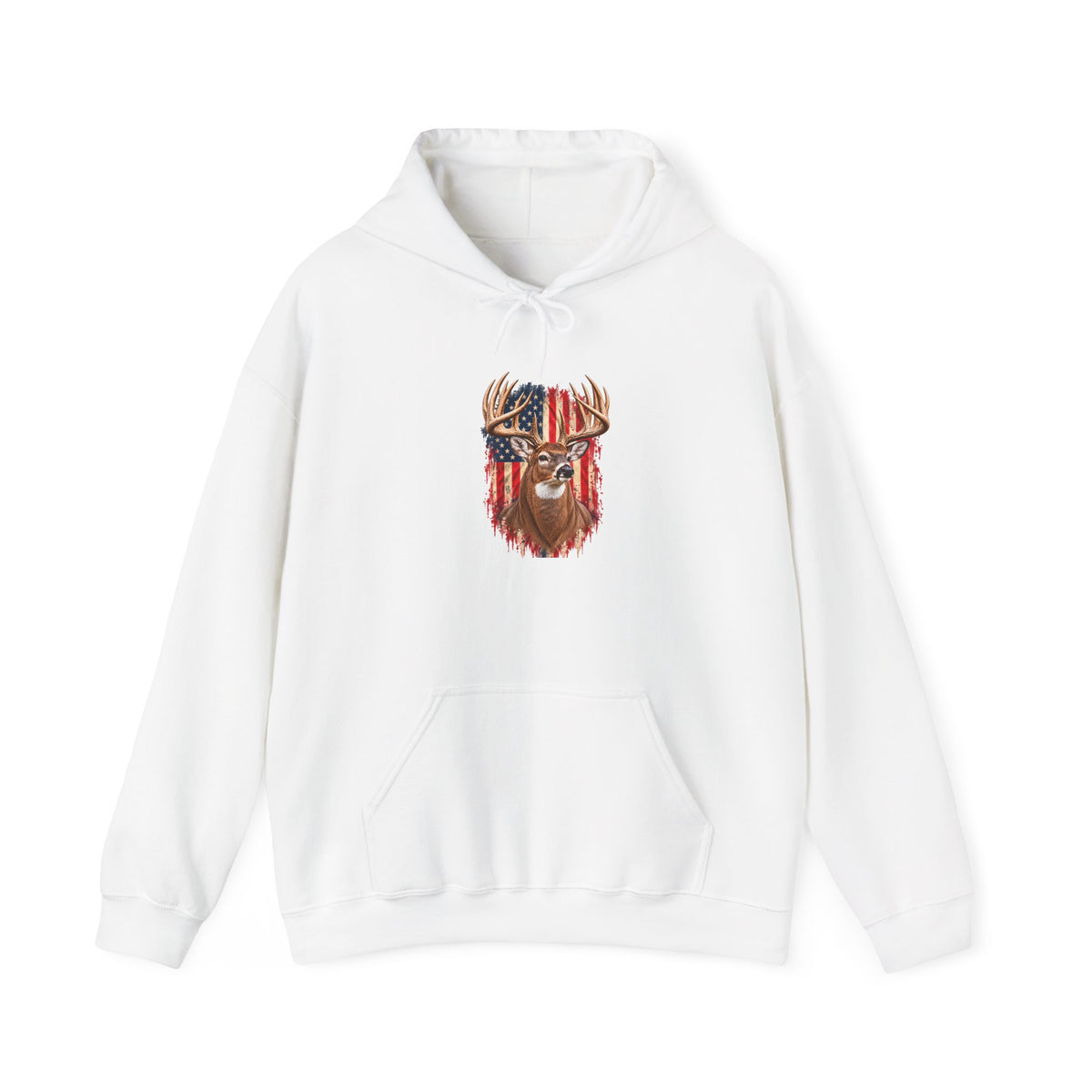 American Flag Deer Head Hoodie | Patriotic Buck Graphic Sweatshirt