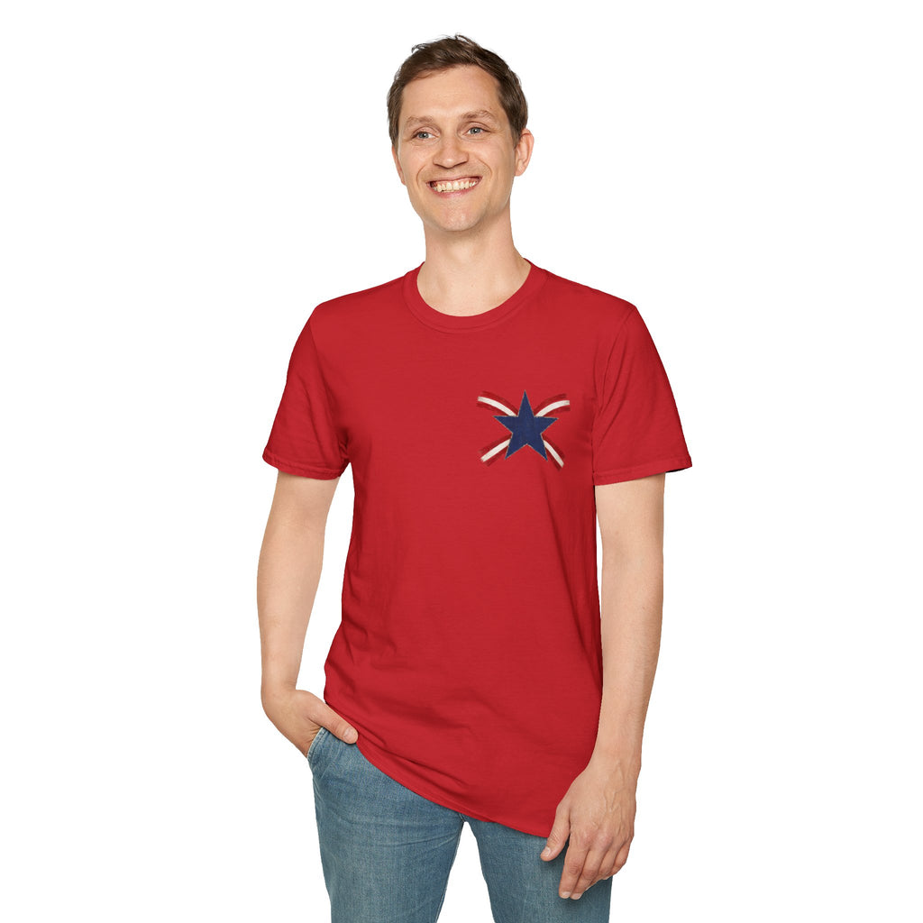Patriotic Star Tee — Small Distressed Navy Star with Red Stripes