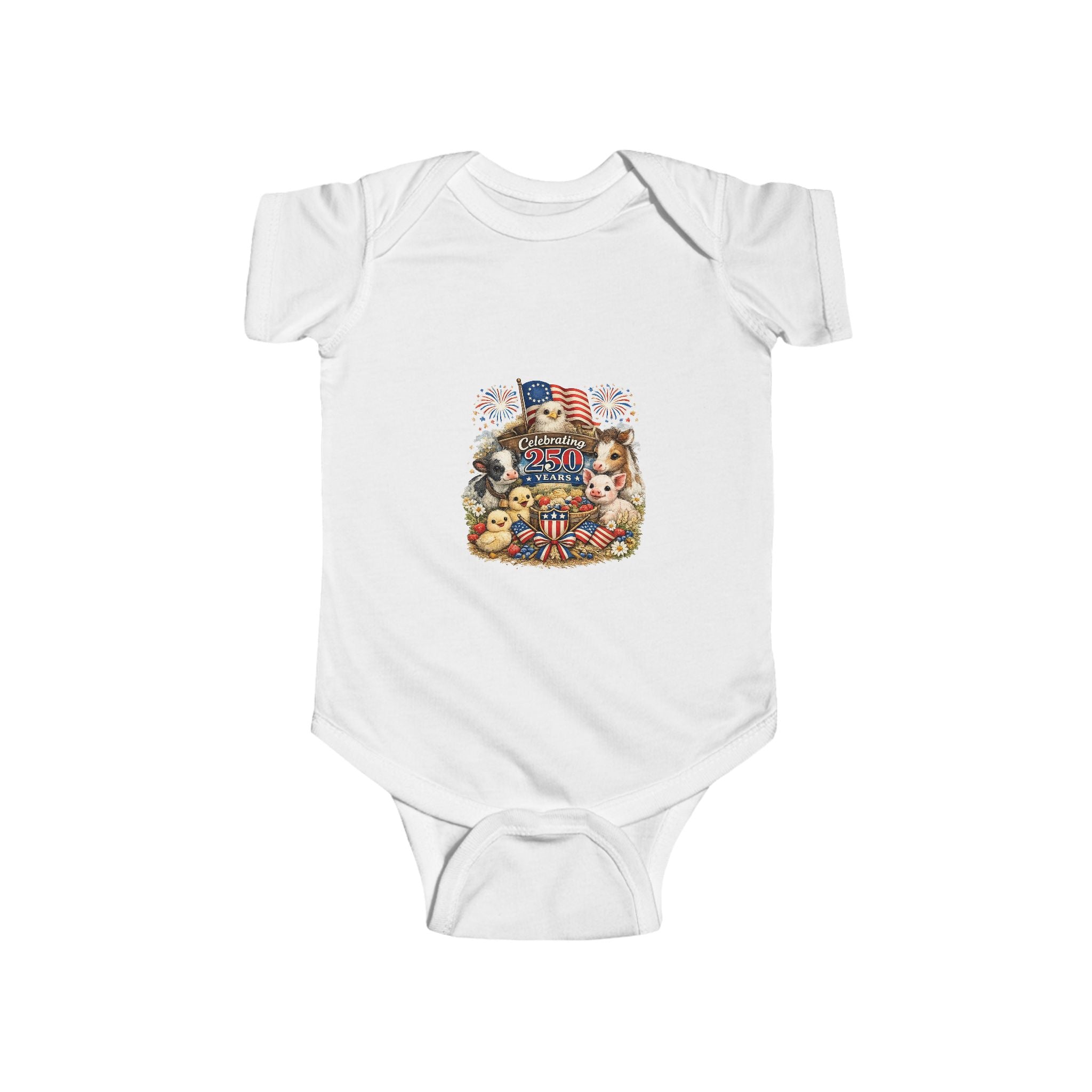Patriotic Baby Bodysuit - Vintage American Flag & Teddy Bear 4th of July Onesie