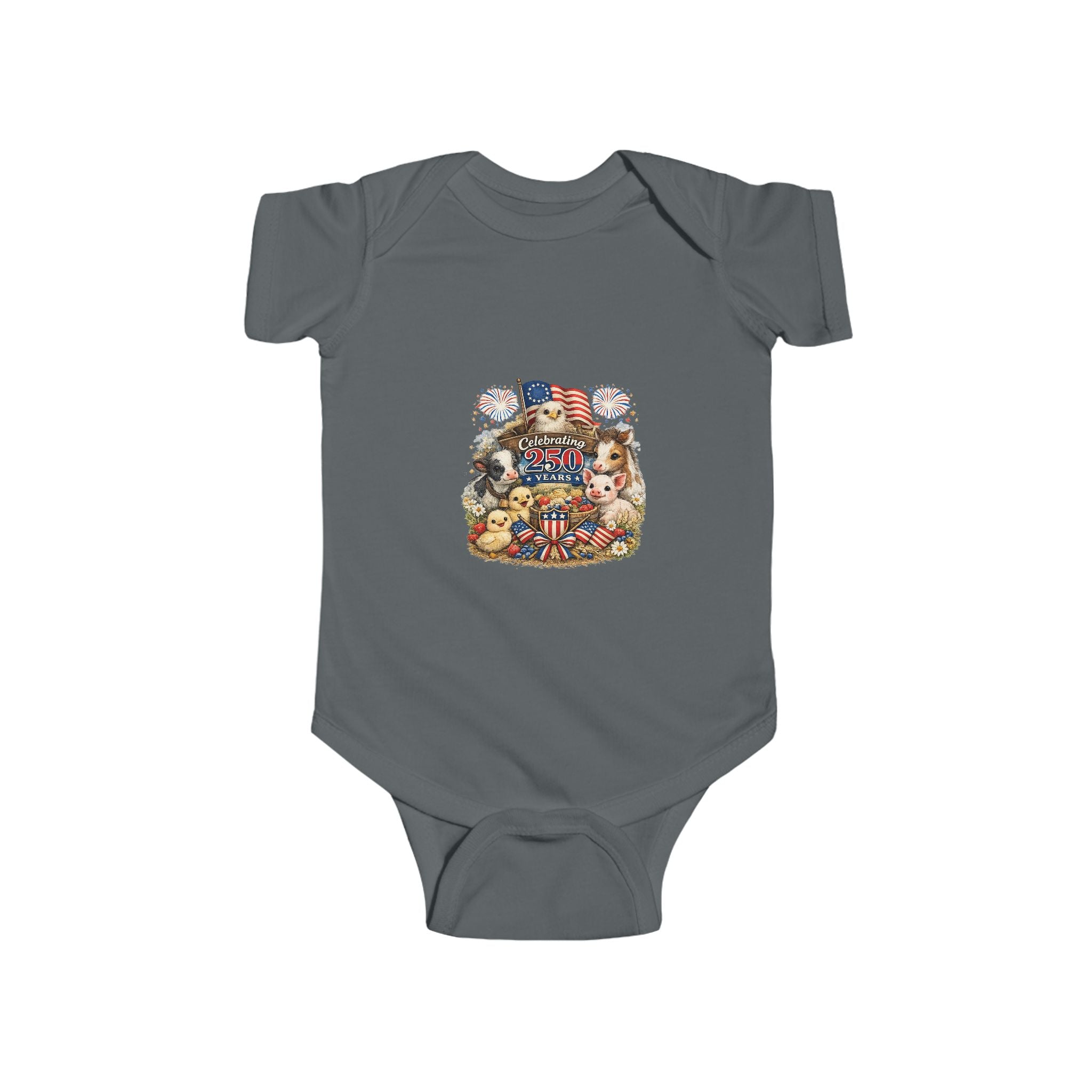 Patriotic Baby Bodysuit - Vintage American Flag & Teddy Bear 4th of July Onesie
