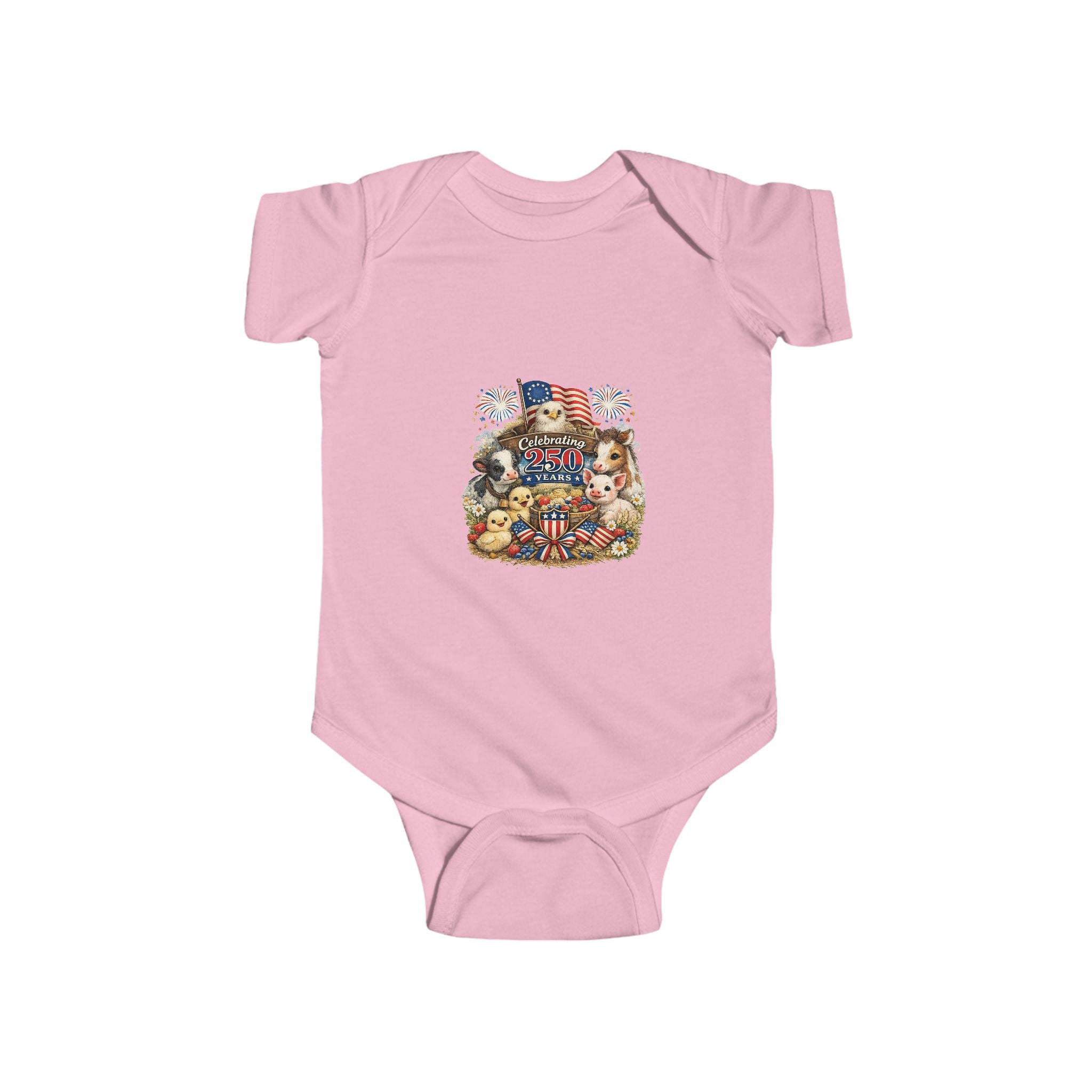 Patriotic Baby Bodysuit - Vintage American Flag & Teddy Bear 4th of July Onesie