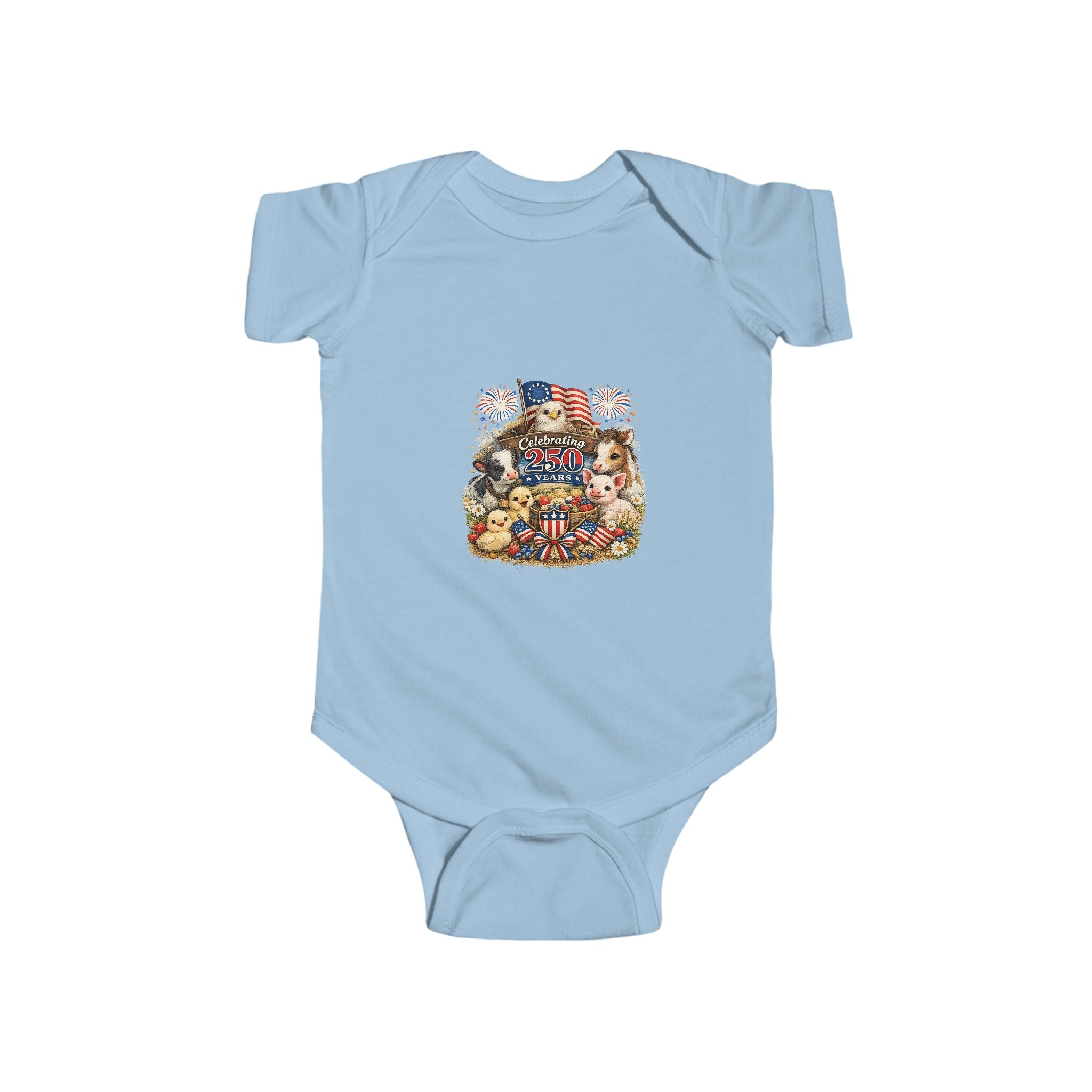 Patriotic Baby Bodysuit - Vintage American Flag & Teddy Bear 4th of July Onesie