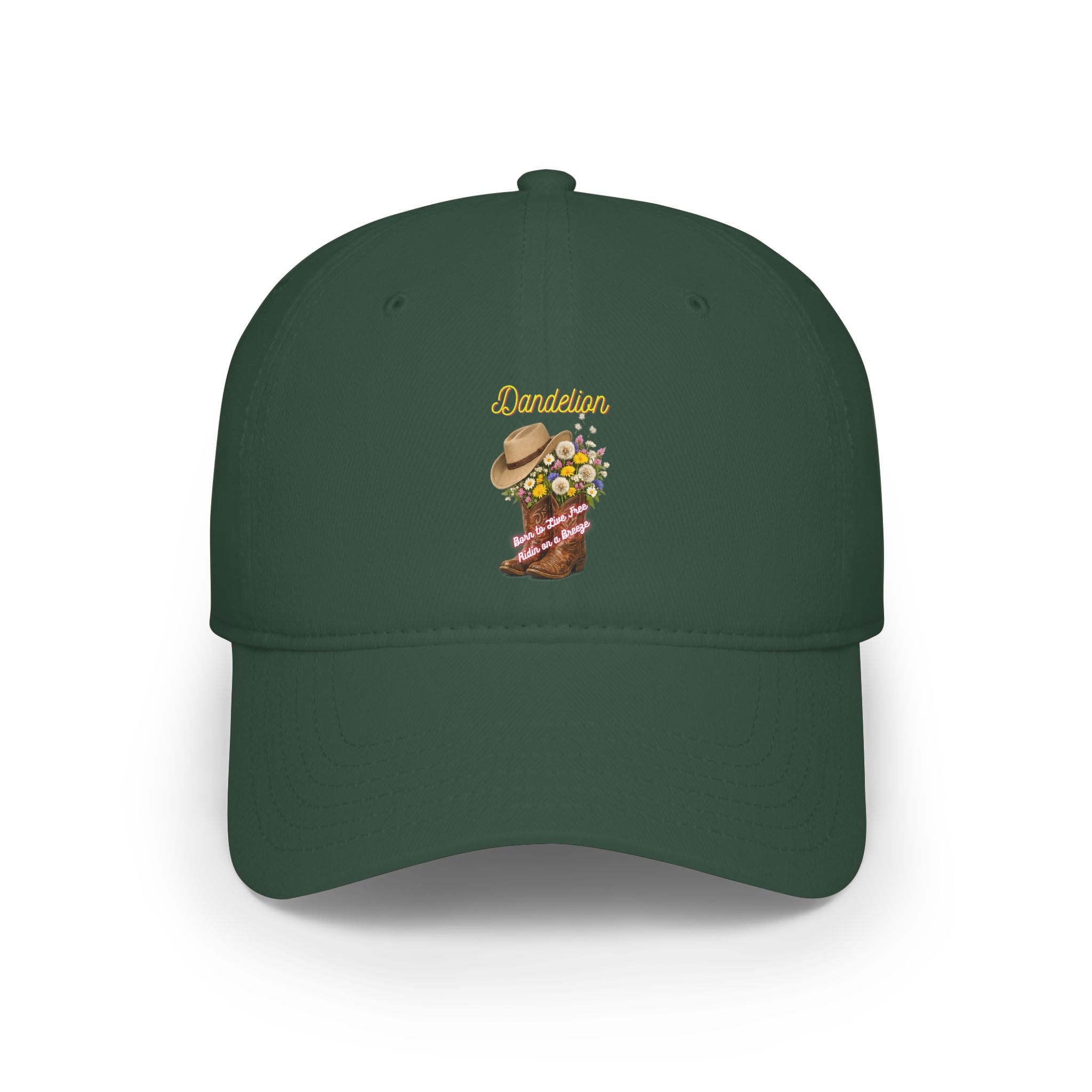 Cowgirl Boots & Flowers Baseball Cap — 'Cowgirl' Embroidered Low Profile Hat