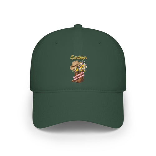 Cowgirl Boots & Flowers Baseball Cap — 'Cowgirl' Embroidered Low Profile Hat