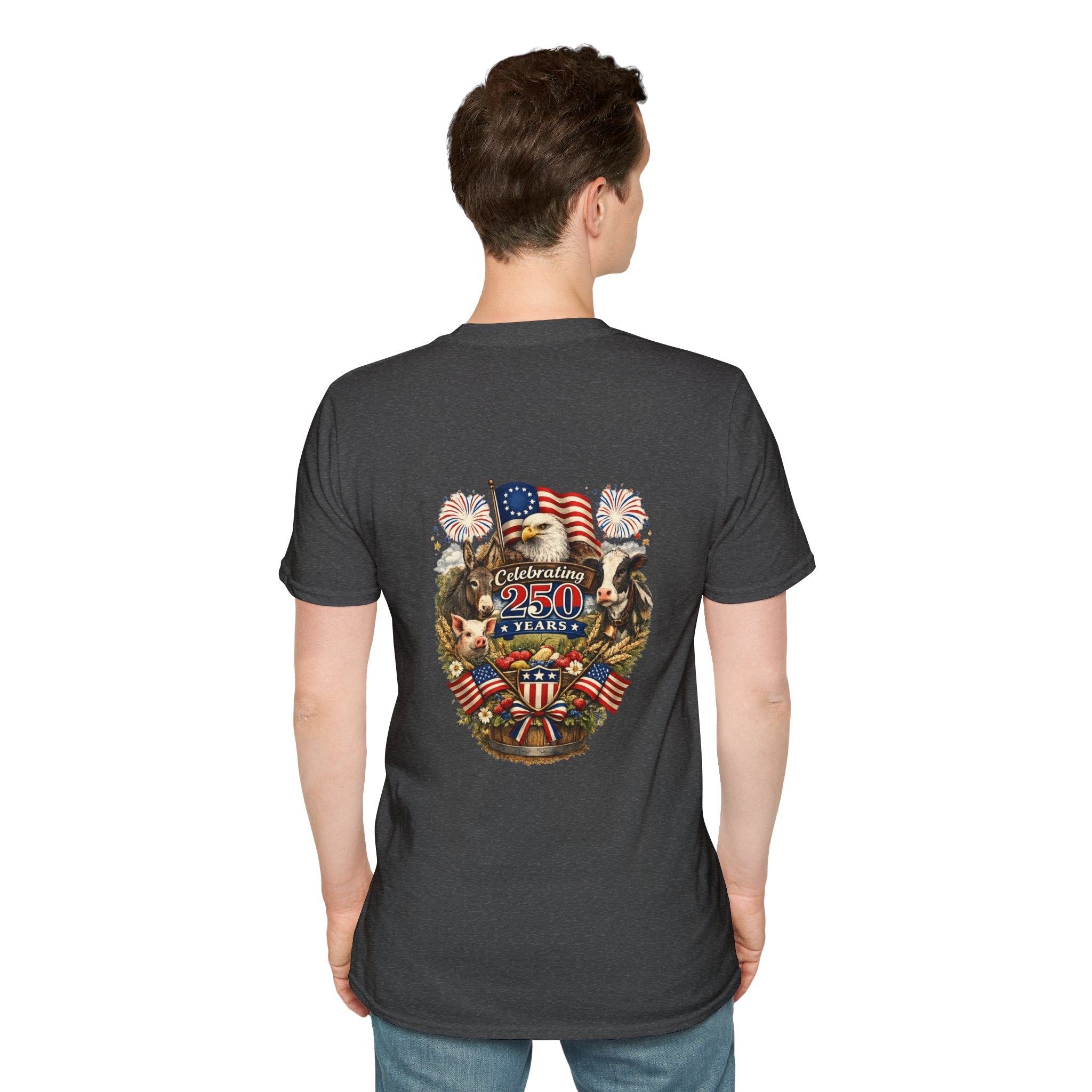 Patriotic Star Tee — Small Distressed Navy Star with Red Stripes