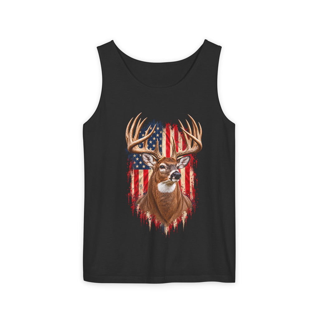 Buck American Flag Tank Top, Garment-Dyed Cotton, Relaxed Fit