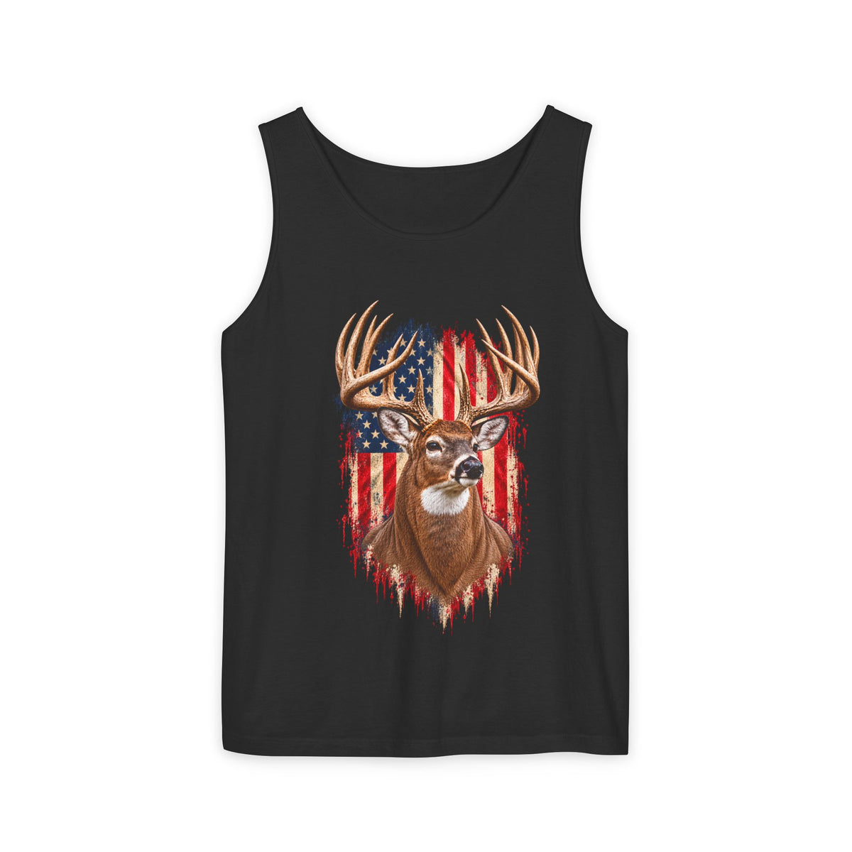 Buck American Flag Tank Top, Garment-Dyed Cotton, Relaxed Fit