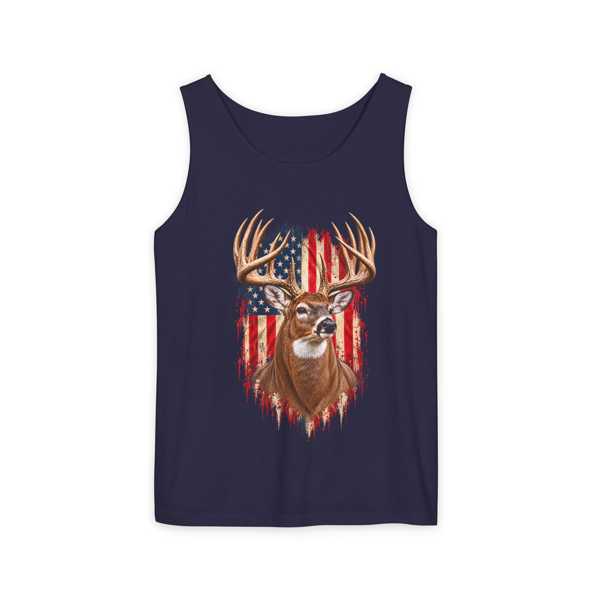 Buck American Flag Tank Top, Garment-Dyed Cotton, Relaxed Fit