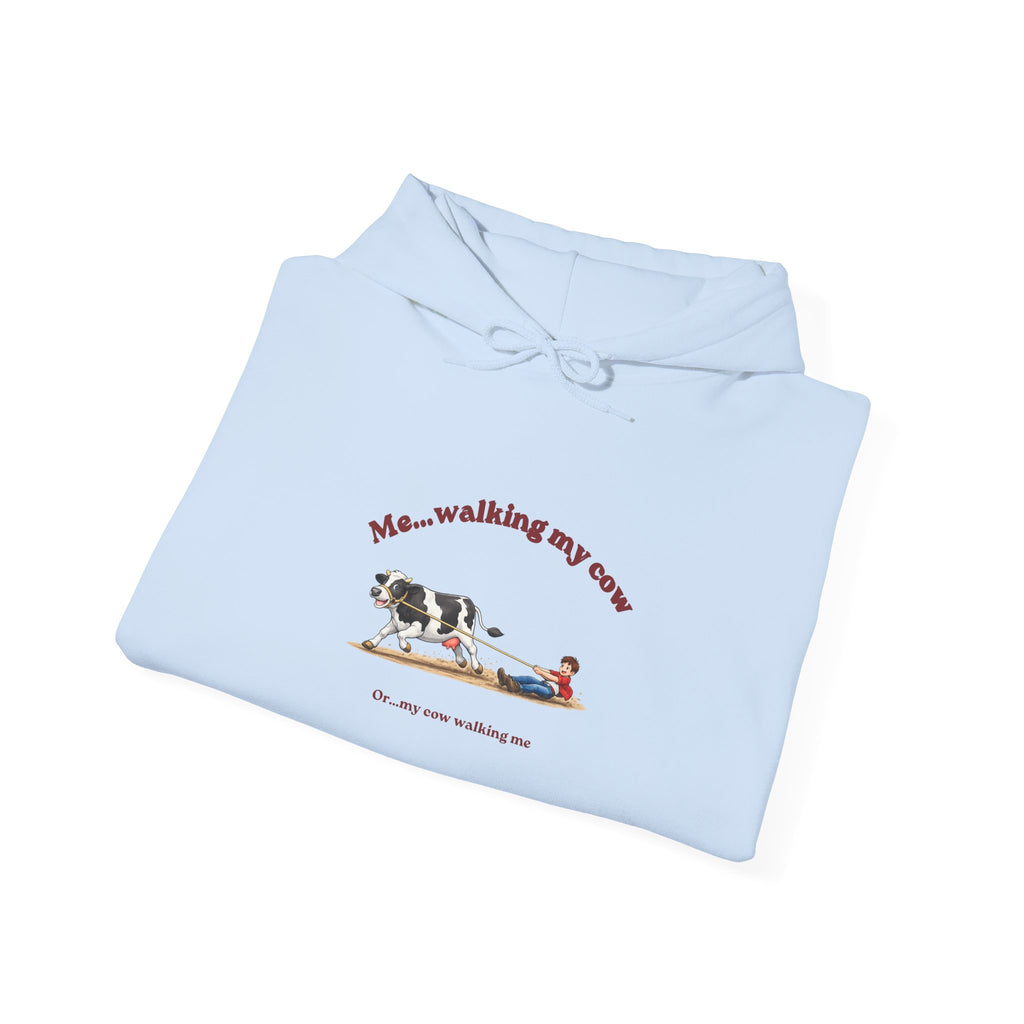 Walking My Cow Hoodie — Funny Farm Animal Hooded Sweatshirt-boy
