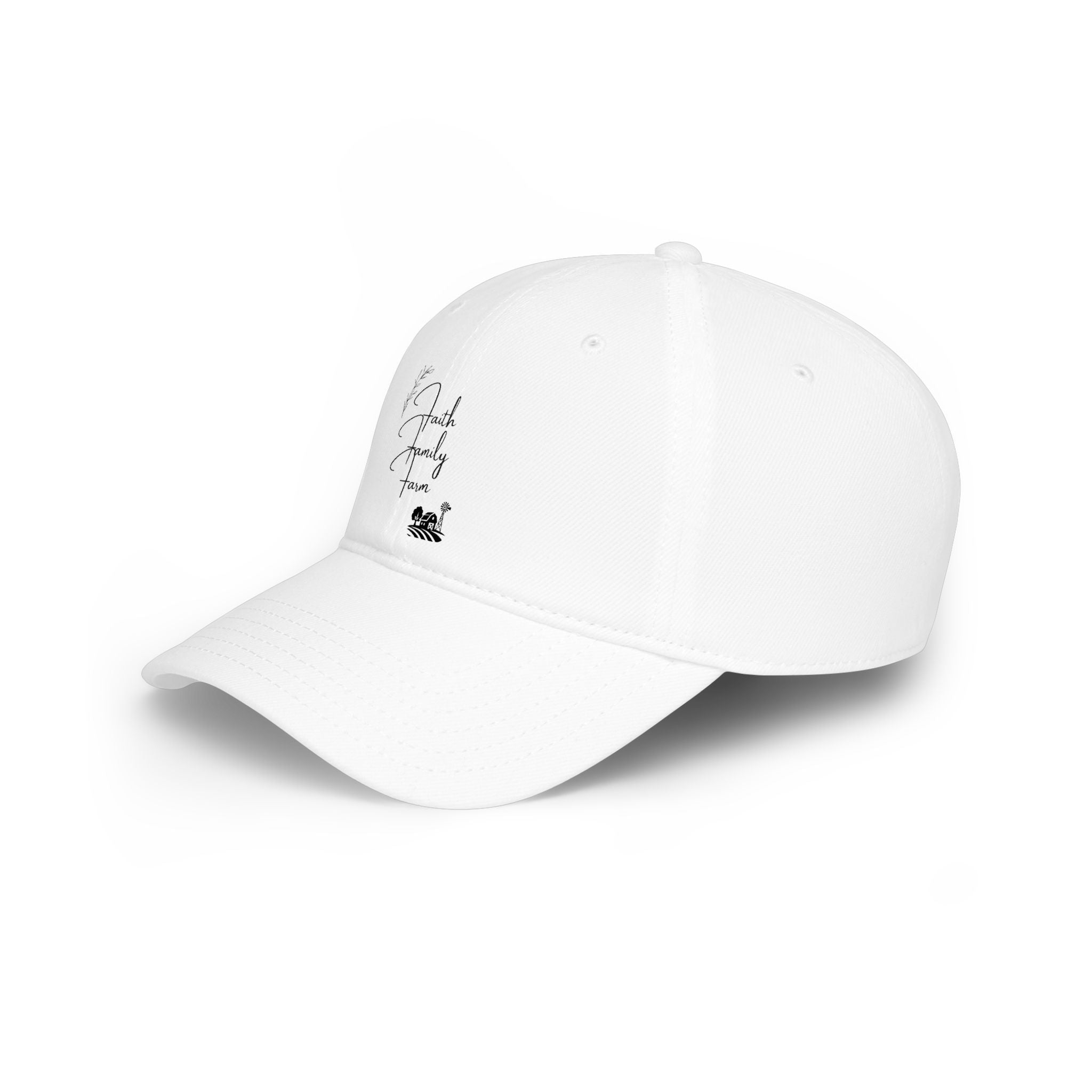 Low Profile Baseball Cap - 'Family Time' Script Hat with Coffee Icon