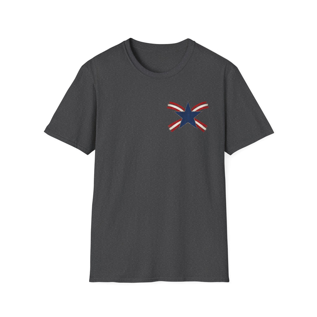 Patriotic Star Tee — Small Distressed Navy Star with Red Stripes