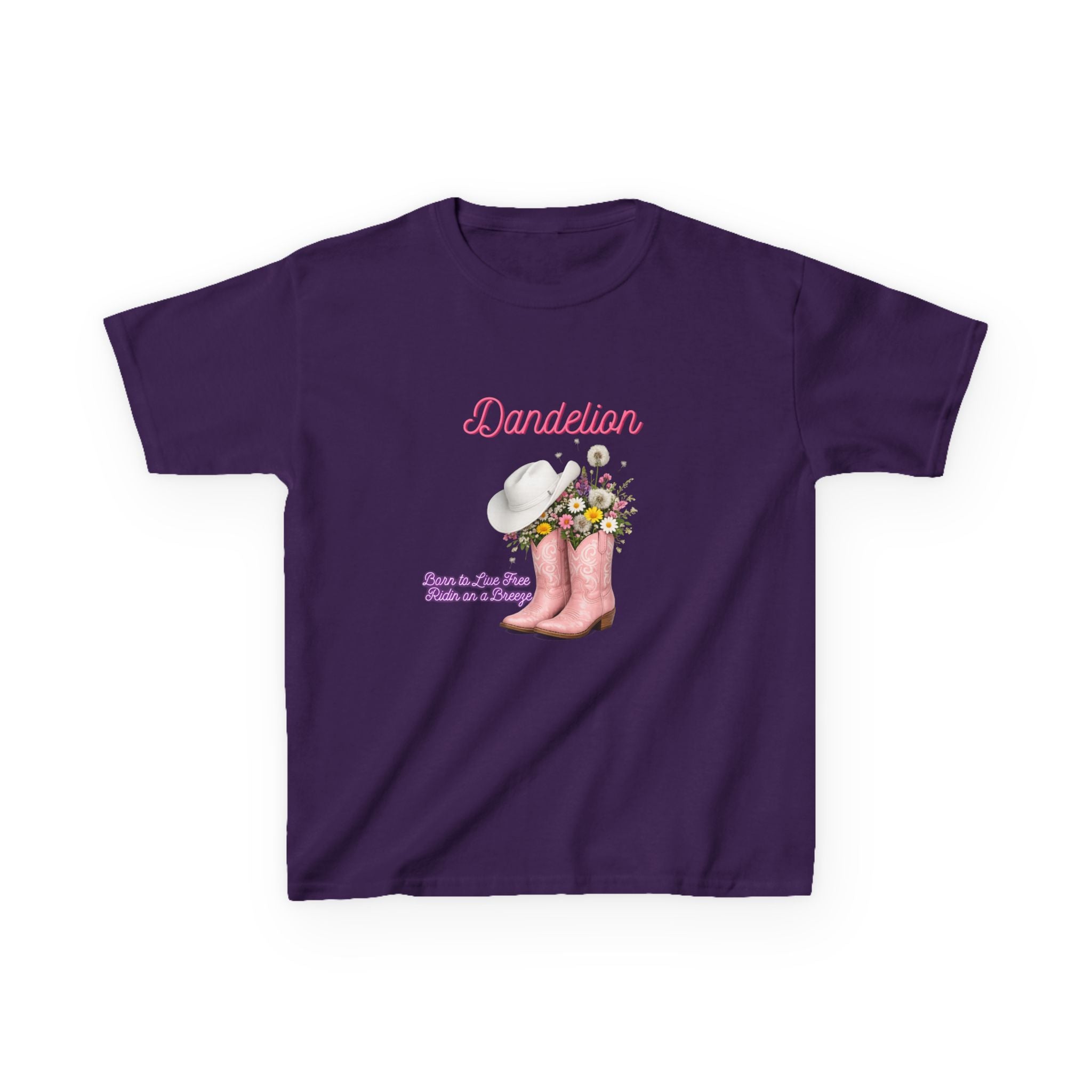 Kids T-Shirt — Dandelion Pink Rain Boots Floral Graphic Tee