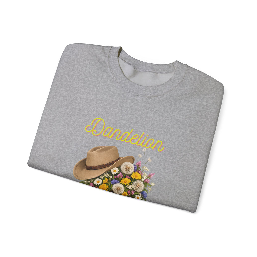 Dandelion Cowboy Boots & Hat Sweatshirt — Floral Western Crewneck