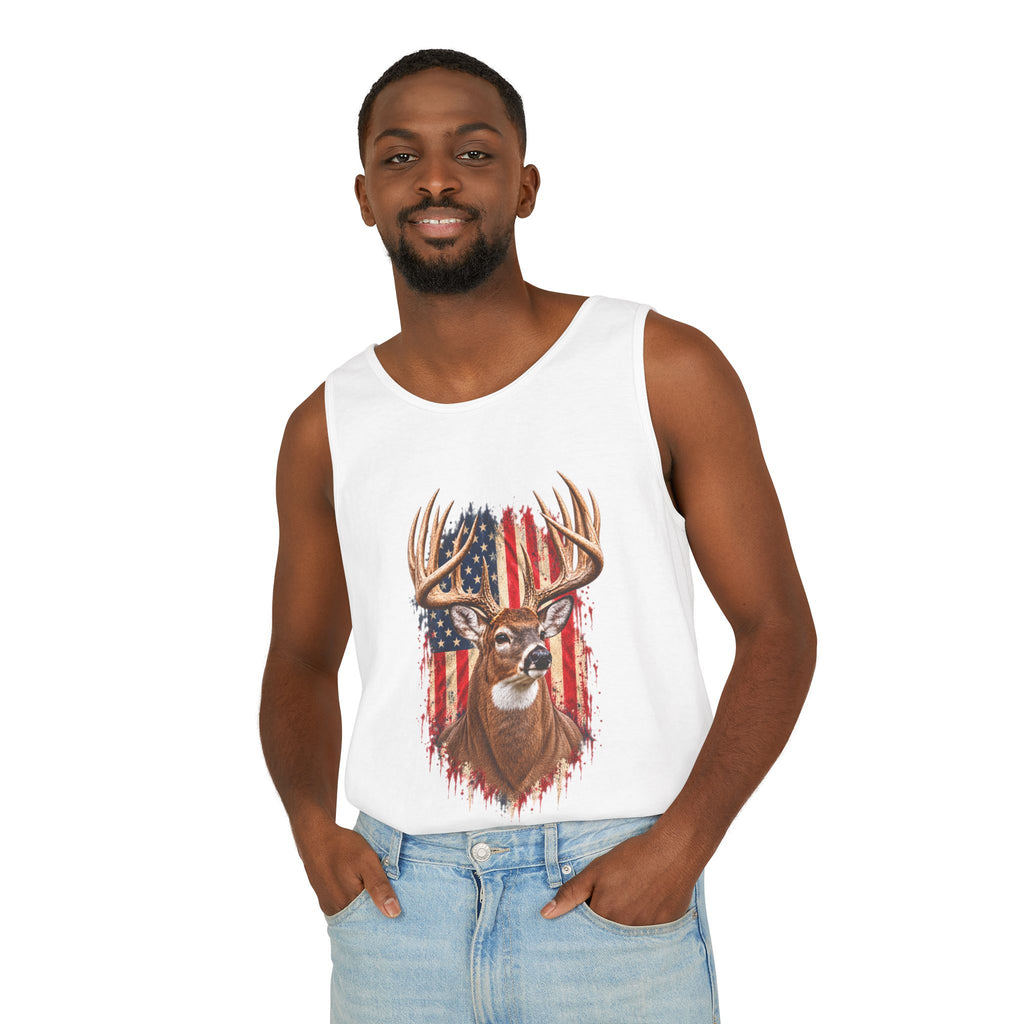 Buck American Flag Tank Top, Garment-Dyed Cotton, Relaxed Fit