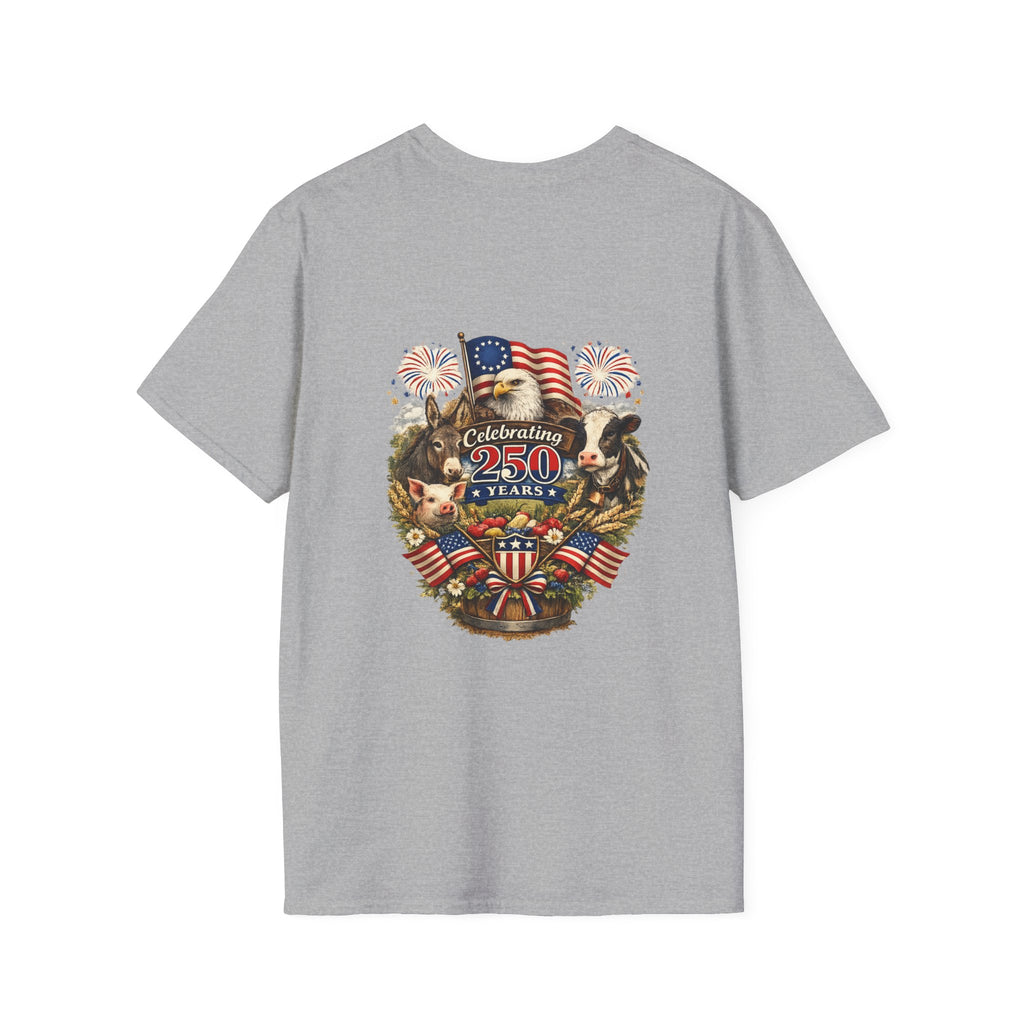 Patriotic Star Tee — Small Distressed Navy Star with Red Stripes
