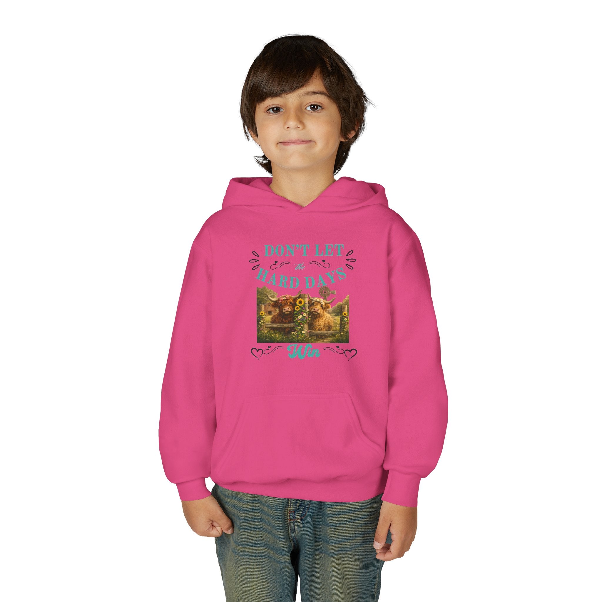 Youth Hoodie — "Don't Let Hard Days Win" Inspirational Graphic Sweatshirt